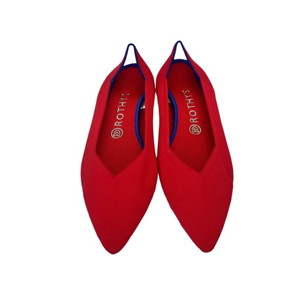 Rothy's Women's The Point Shoe Chili Red Flats - Size 9 - Near Perfect Condition - Picture 1 of 10